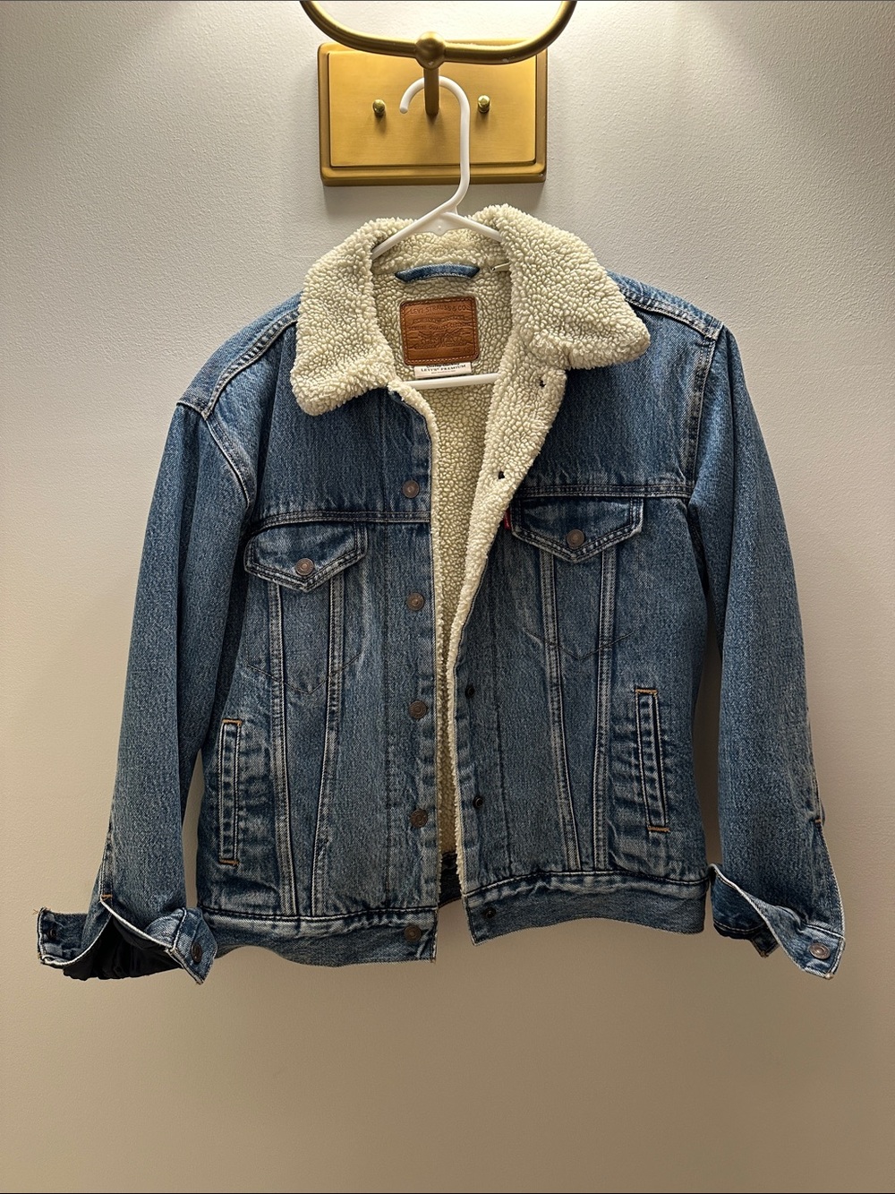 Levi's Blue Denim Jacket with Cream Sherpa Collar